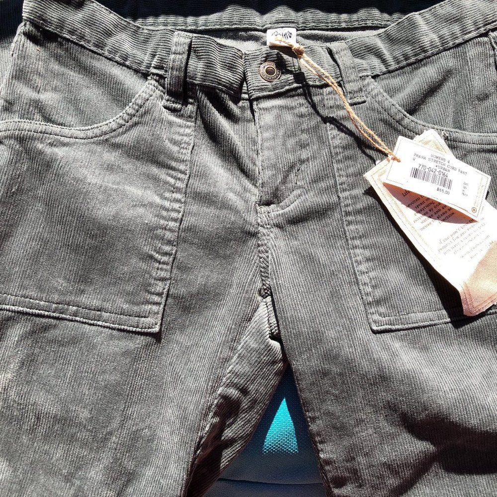 NWT Prana Grey/Green Corduroy Pants, Size 4